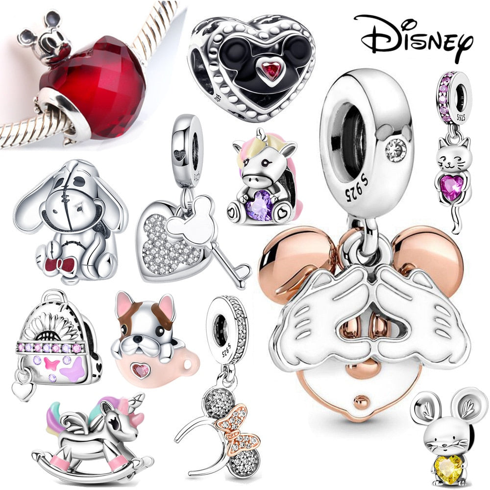 Disney Stitch Minnie Mouse Winnie Charms Dangle Fit Charms Silver 925 Original Bracelet Beads Charm for Pendant Jewelry Gift