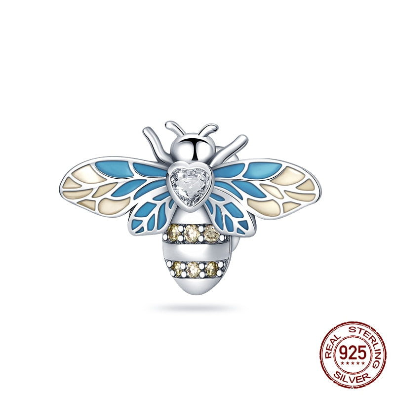 Fit Pandora 925 Original Bracelet Chameleon Luminous Firefly Butterfly Silver Charms Beads For DIY Christmas Jewelry Gift Making