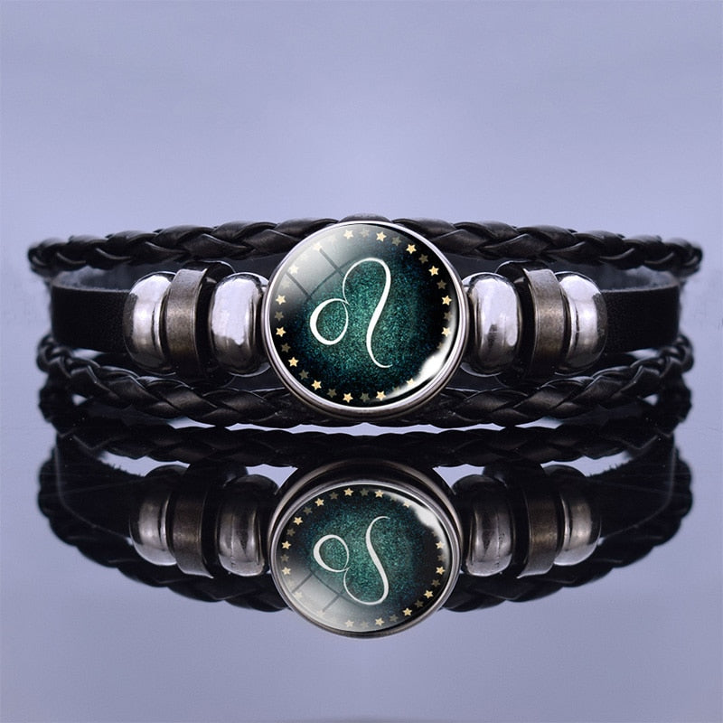 12 Zodiac Signs Constellation Charm Bracelet Men Women Fashion Multilayer Weave leather Bracelet Bangle Birthday Gifts