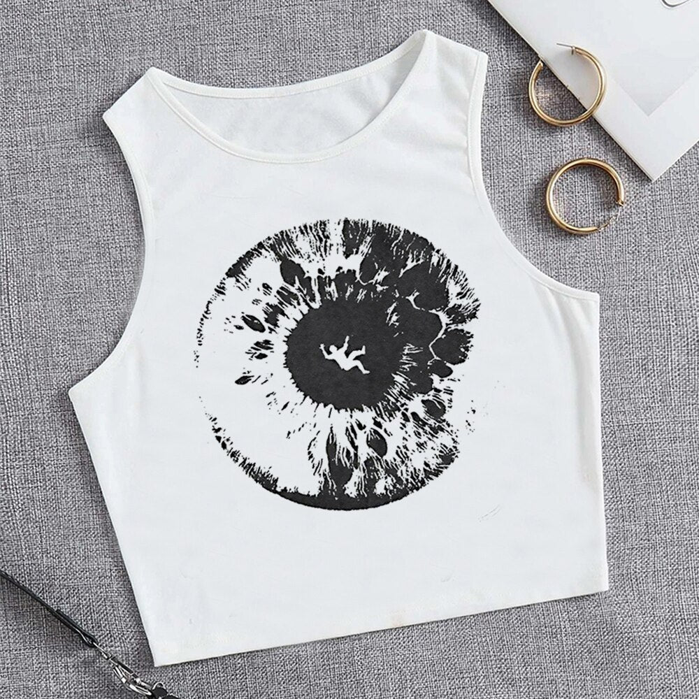 Print tank top crop top girl fairy grunge cute 90s hippie tee