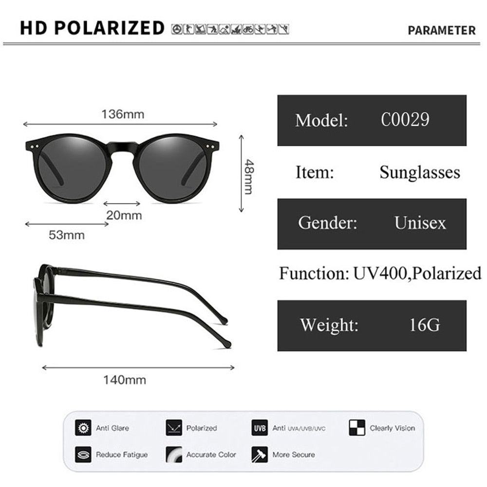 2023 Polarized Sunglasses Men Women Brand Designer Retro Round Sun Glasses Vintage Male Female Goggles UV400 Oculos