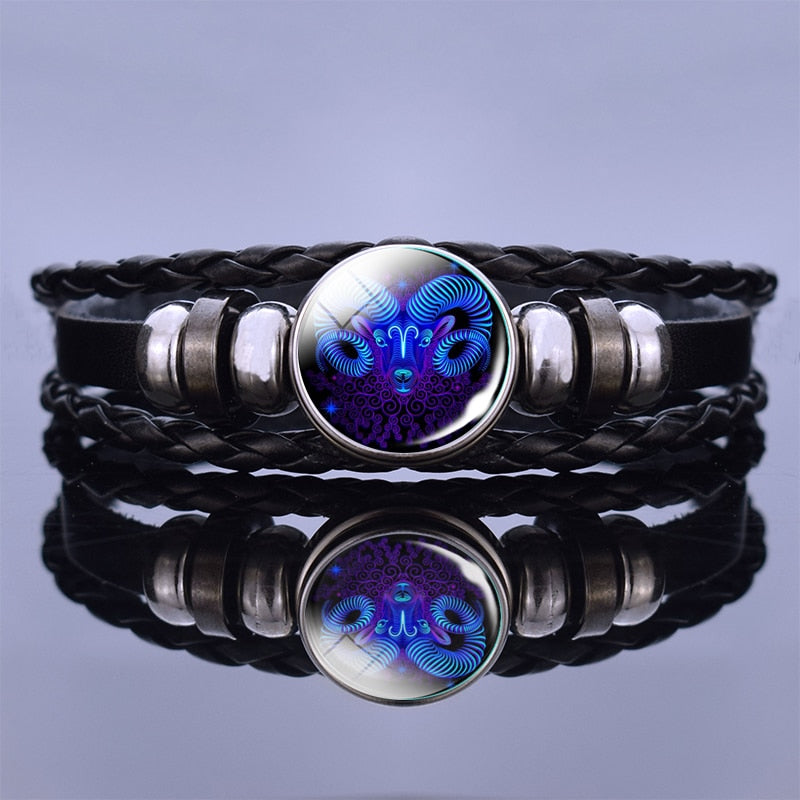 12 Zodiac Signs Constellation Charm Bracelet Men Women Fashion Multilayer Weave leather Bracelet Bangle Birthday Gifts