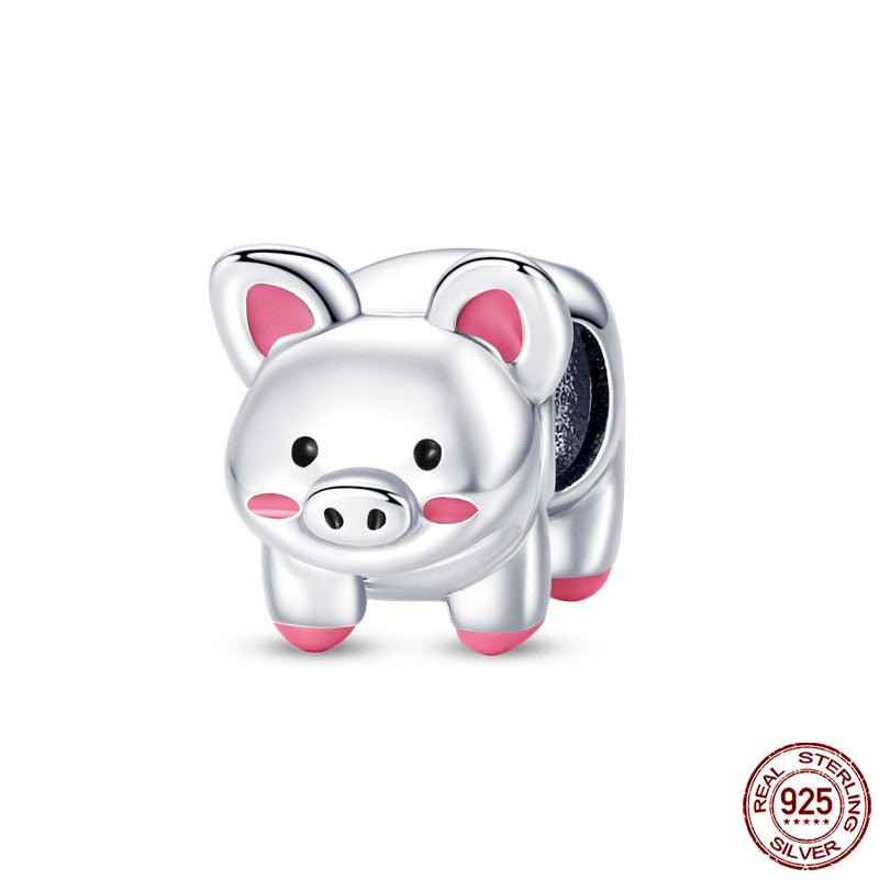 Hot Sale Charms Fit Pandora 925 Original Bracelet 925 Silver Owl With Blue Zircon Red Heart Charms Beads Fine DIY Jewelry Making