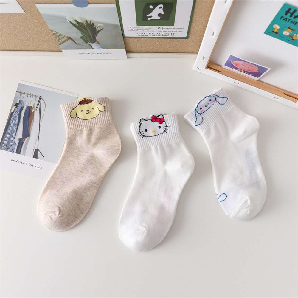 Kawaii Sanrio Women's Socks Cartoon Hello Kitty My Melody Harajuku Mid-tube Cotton Sports Breathable Student Sock Christmas Gift
