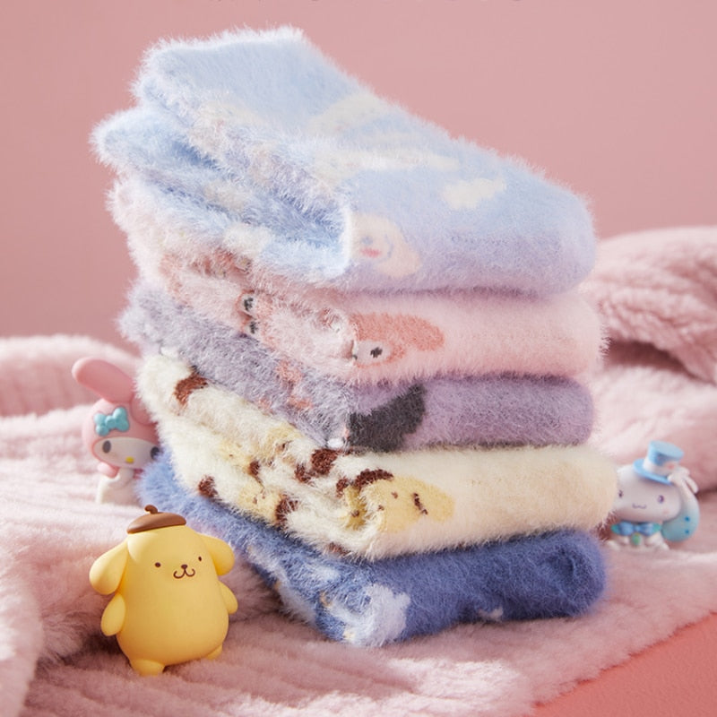 Sanrio Accessories Socks Anime Hello Kitty Kuromi Melody Cinnamoroll Long Tube Harajuku Keep Warm Casual Socks Girl Gift