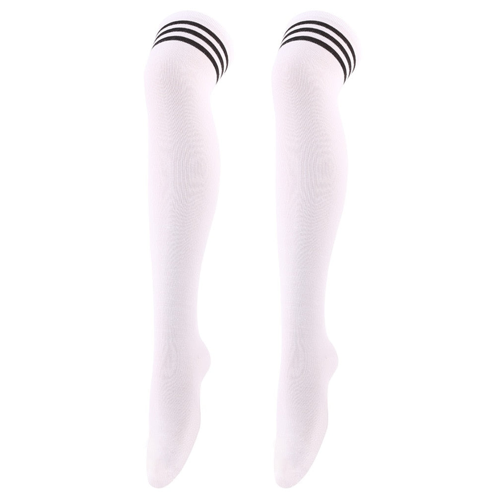 Sexy Black White Striped Long Socks Women Over Knee Thigh High Socks Over The Knee Stockings For Ladies Girls Warm Knee Socks