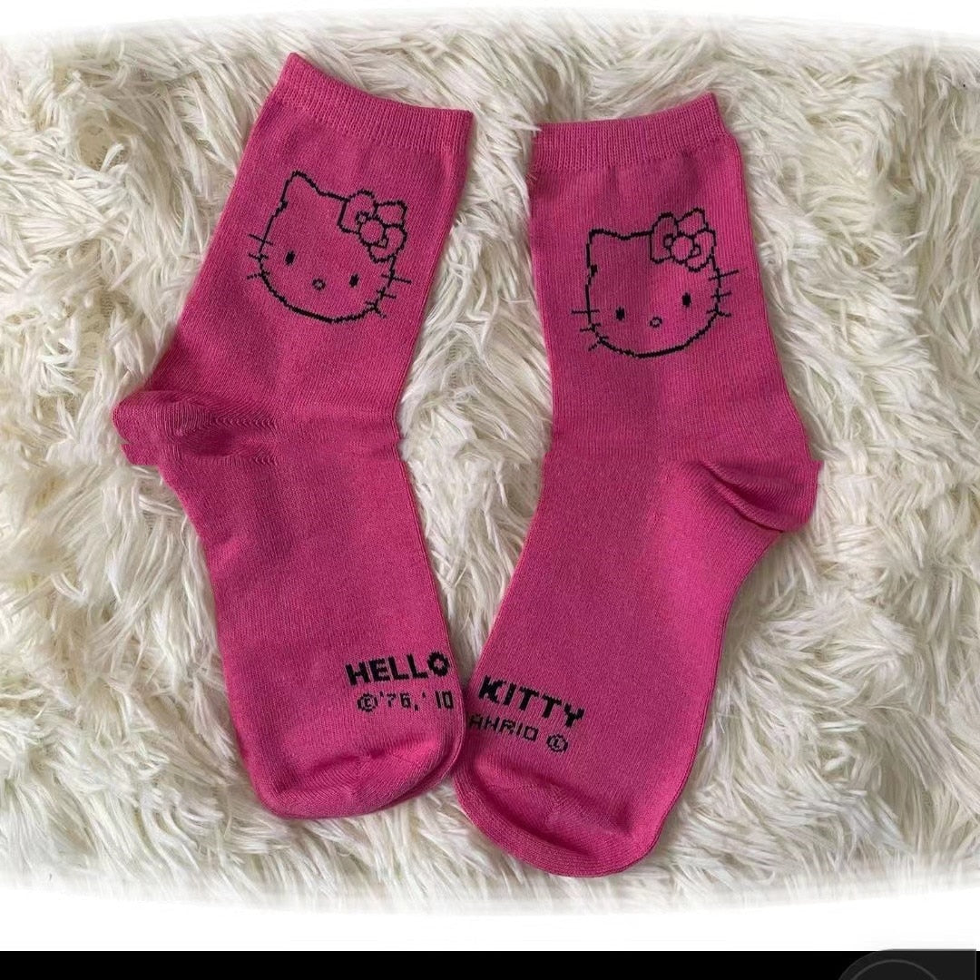 Kawaii Sanrios HelloKittys Cute Cartoon Medium Tube Socks