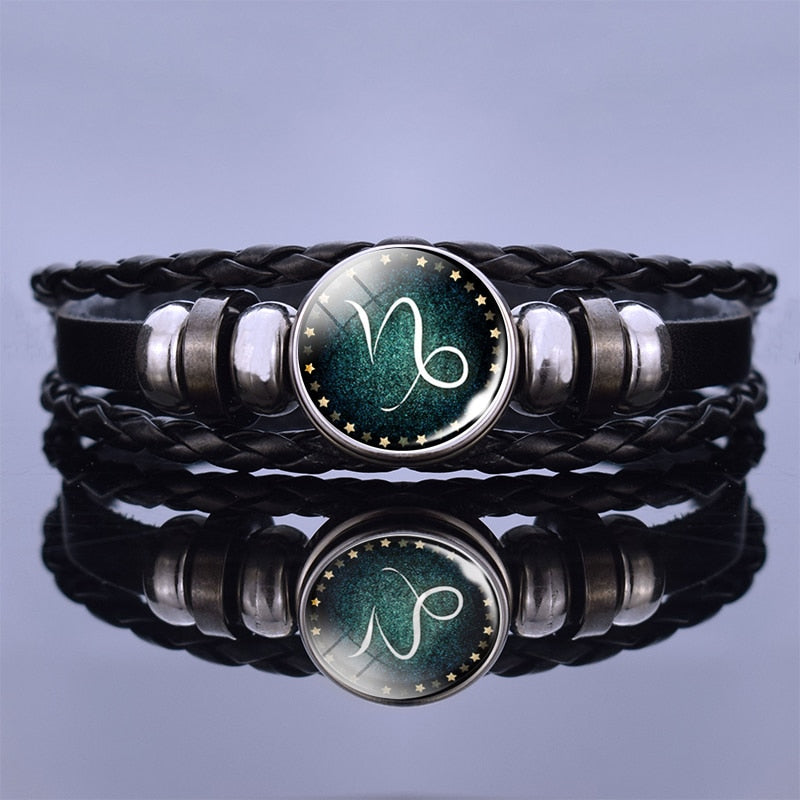 12 Zodiac Signs Constellation Charm Bracelet Men Women Fashion Multilayer Weave leather Bracelet Bangle Birthday Gifts