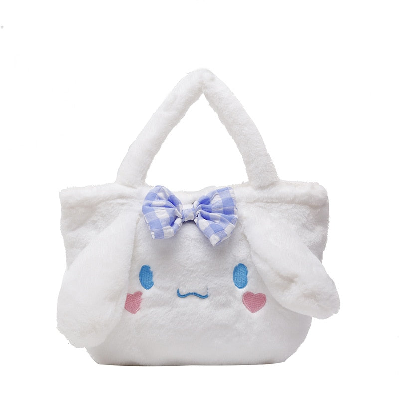 Sanrio Plush Bag Kuromi Handbag My Melody Cinnamoroll Storage Shoulder Hello Kitty Makeup Bag Women Plushie Backpack Gift Girl