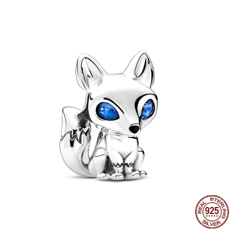 Hot Sale Charms Fit Pandora 925 Original Bracelet 925 Silver Owl With Blue Zircon Red Heart Charms Beads Fine DIY Jewelry Making