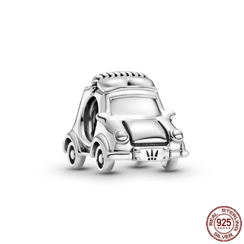 Hot Sale Charms Fit Pandora 925 Original Bracelet 925 Silver Owl With Blue Zircon Red Heart Charms Beads Fine DIY Jewelry Making