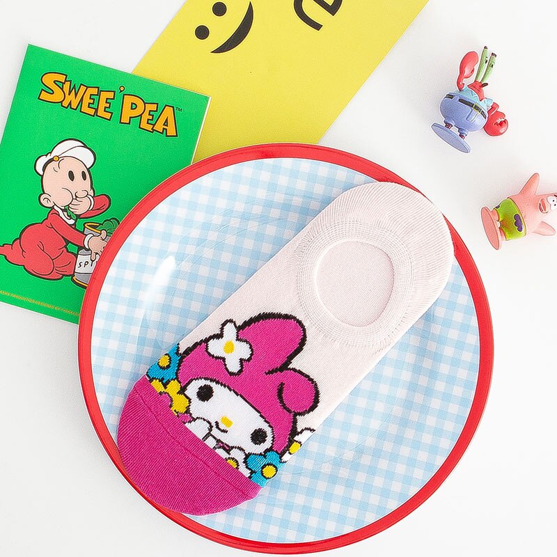 5Pcs Kawaii Sanrio Hello Kitty Socks Cute Cartoon My Melody Cinnamoroll Girls Invisible Socks Student Socks Gifts for Friends