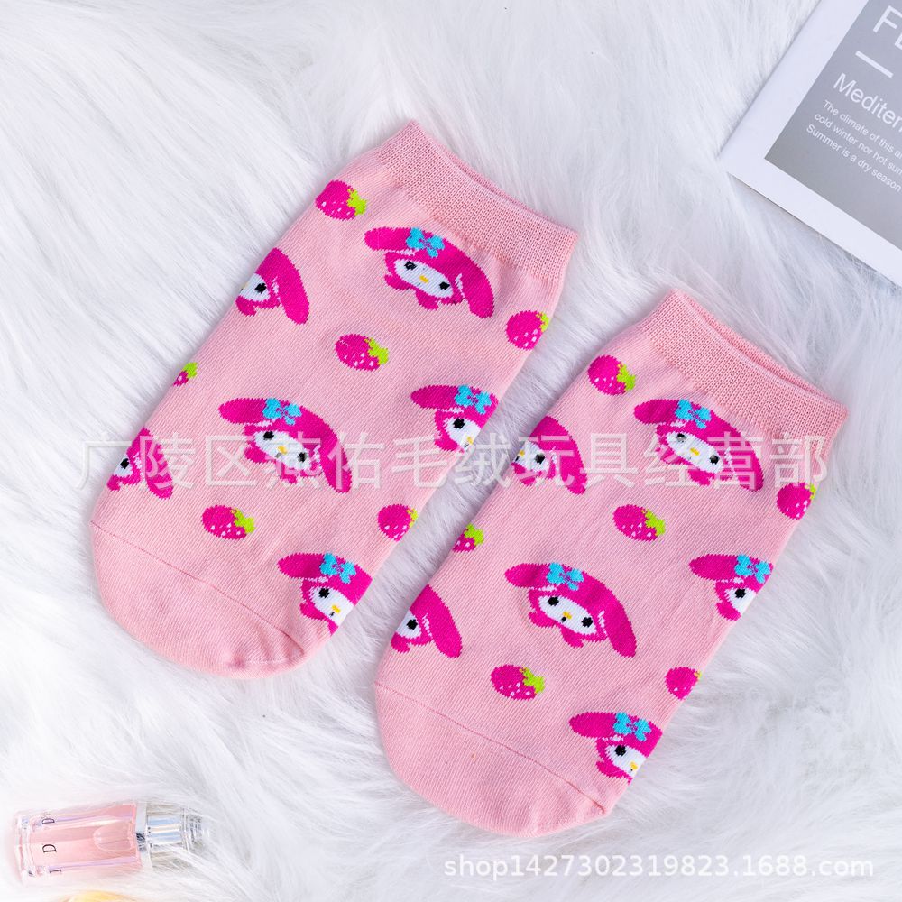 Sanrio Socks Woman My Melody Kuromi Hello Kitty Calcetines Anime Character Cute Short Harajuku Cotton Casual Girls Socks
