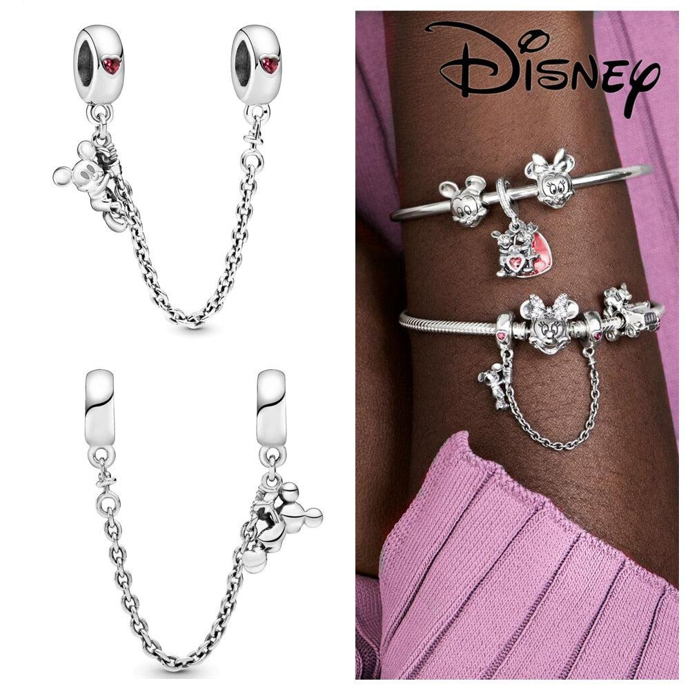 Disney Stitch Minnie Mouse Winnie Charms Dangle Fit Charms Silver 925 Original Bracelet Beads Charm for Pendant Jewelry Gift