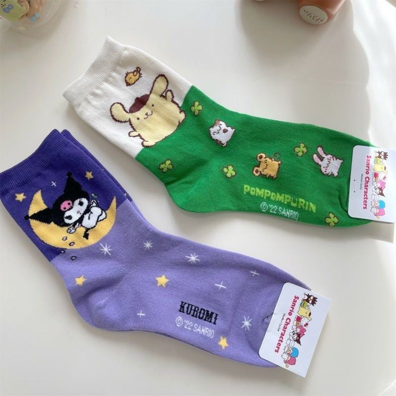 Sanrio Accessories Socks Anime Hello Kitty Kuromi Melody Cinnamoroll Long Tube Harajuku Keep Warm Casual Socks Girl Gift