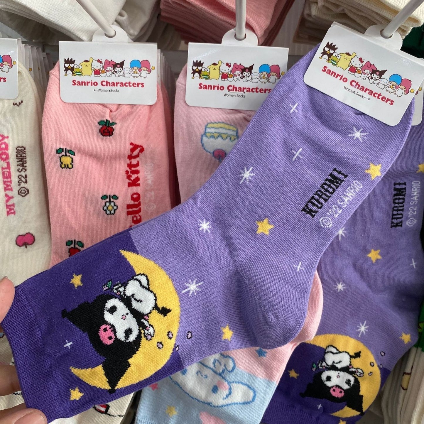 Hello Kitty Socks Kawaii Sanrio Anime Kuromi Melody Cinnamoroll Color Matching Cartoon Harajuku Cute Cotton Sock Birthday Gift