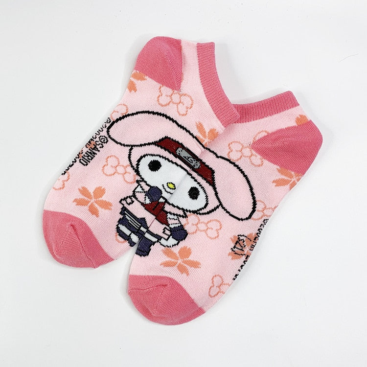 Sanrio Socks Woman My Melody Kuromi Hello Kitty Calcetines Anime Character Cute Short Harajuku Cotton Casual Girls Socks