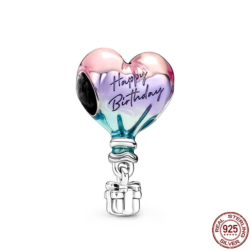 Hot Sale Charms Fit Pandora 925 Original Bracelet 925 Silver Owl With Blue Zircon Red Heart Charms Beads Fine DIY Jewelry Making