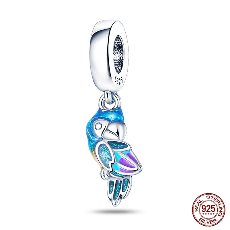 Fit Pandora 925 Original Bracelet Chameleon Luminous Firefly Butterfly Silver Charms Beads For DIY Christmas Jewelry Gift Making