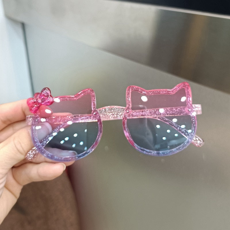 Summer Children Cute Kitty Sunglasses Acrylic Bow Outdoor UV Protection Sun Glasses Baby Girls Classic Kids Boy UV400 Eyewear