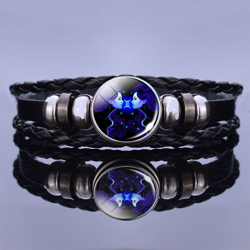 12 Zodiac Signs Constellation Charm Bracelet Men Women Fashion Multilayer Weave leather Bracelet Bangle Birthday Gifts