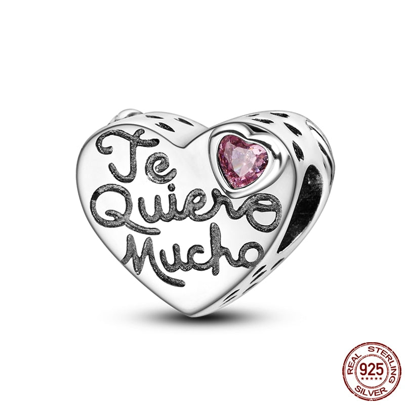 Hot Sale Charms Fit Pandora 925 Original Bracelet 925 Silver Owl With Blue Zircon Red Heart Charms Beads Fine DIY Jewelry Making