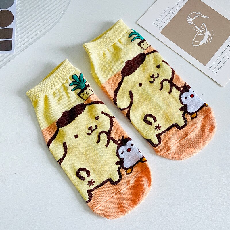 Sanrio Socks Woman My Melody Kuromi Hello Kitty Calcetines Anime Character Cute Short Harajuku Cotton Casual Girls Socks