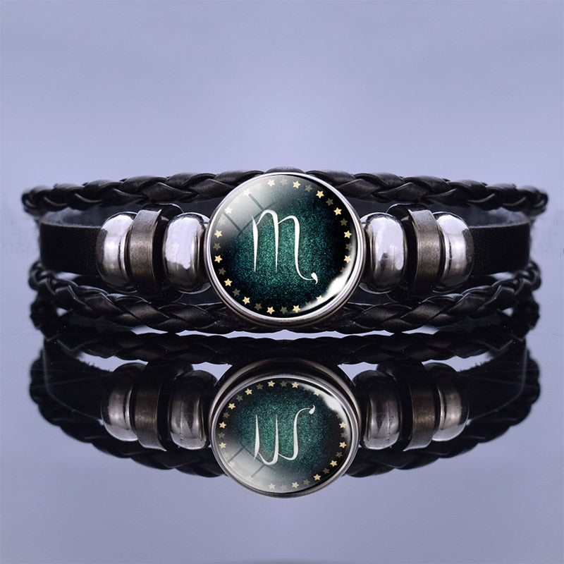 12 Zodiac Signs Constellation Charm Bracelet Men Women Fashion Multilayer Weave leather Bracelet Bangle Birthday Gifts