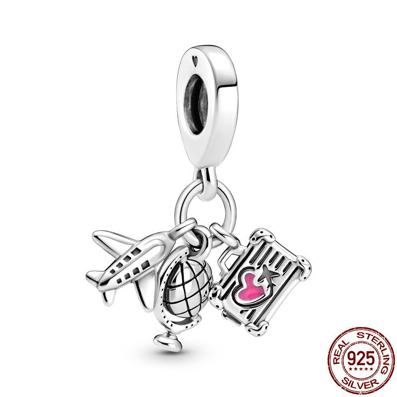 New 925 Sterling Silver Safety Chain Romantic Flowers Balloon Charms Bead Fit Original Pandora Bracelets Charm DIY Women Jewelry