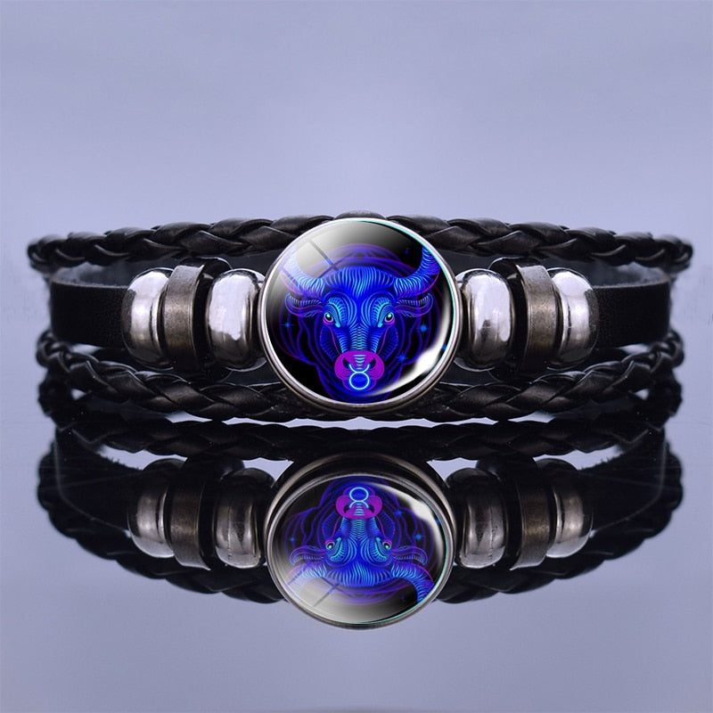 12 Zodiac Signs Constellation Charm Bracelet Men Women Fashion Multilayer Weave leather Bracelet Bangle Birthday Gifts