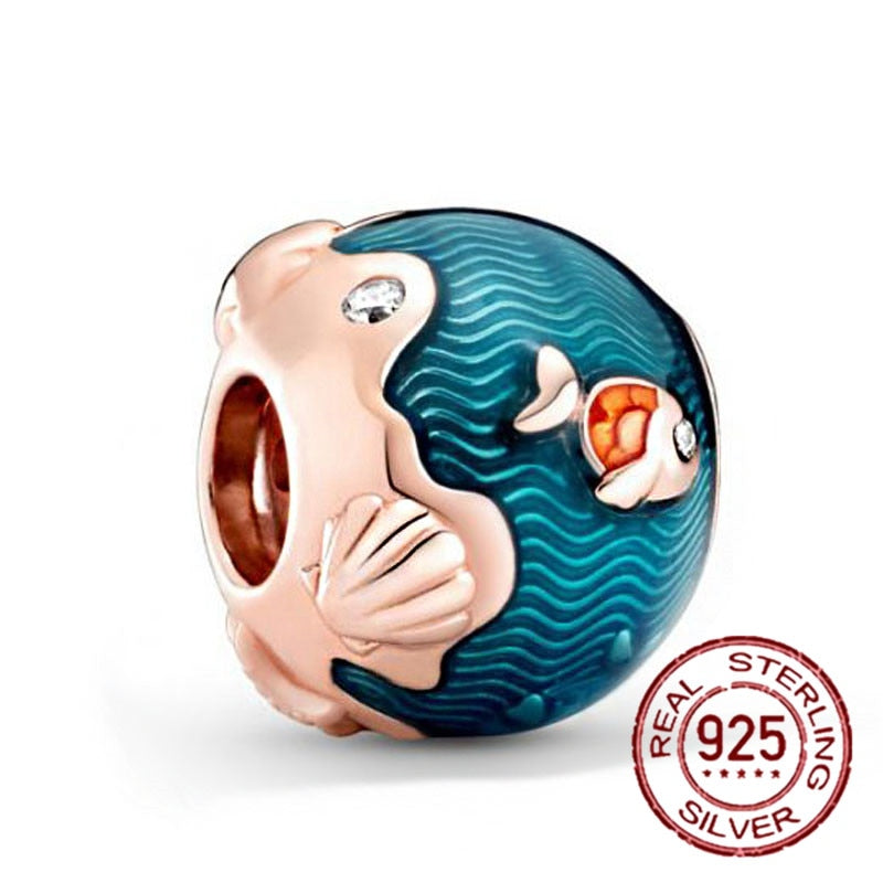 New 925 Sterling Silver Safety Chain Romantic Flowers Balloon Charms Bead Fit Original Pandora Bracelets Charm DIY Women Jewelry