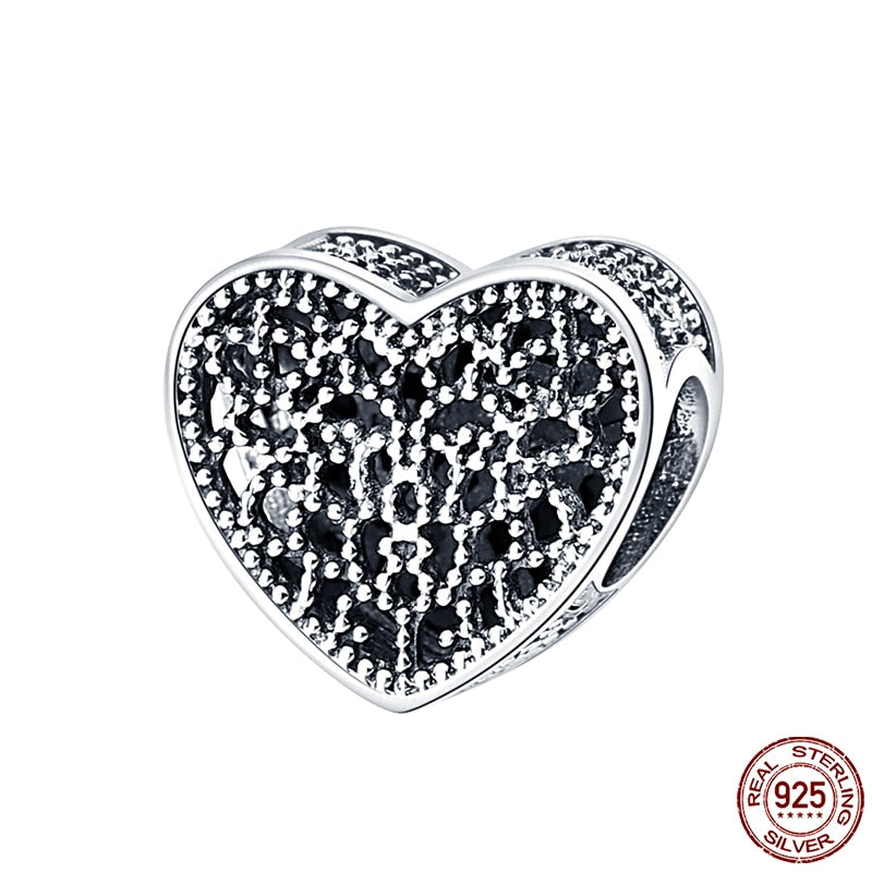 Hot Sale Charms Fit Pandora 925 Original Bracelet 925 Silver Owl With Blue Zircon Red Heart Charms Beads Fine DIY Jewelry Making