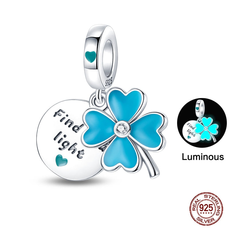 Fit Pandora 925 Original Bracelet Chameleon Luminous Firefly Butterfly Silver Charms Beads For DIY Christmas Jewelry Gift Making