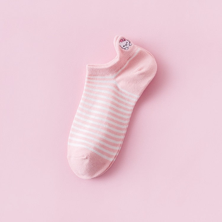 Sanrio Socks Woman My Melody Kuromi Hello Kitty Calcetines Anime Character Cute Short Harajuku Cotton Casual Girls Socks