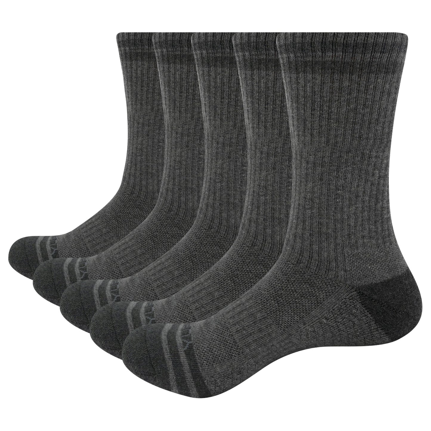 YUEDGE Men Moisture Wicking Fitness Training Athletic Socks Combed Cotton Cushioned Mid Calf Crew Socks for Mens, 5Pair