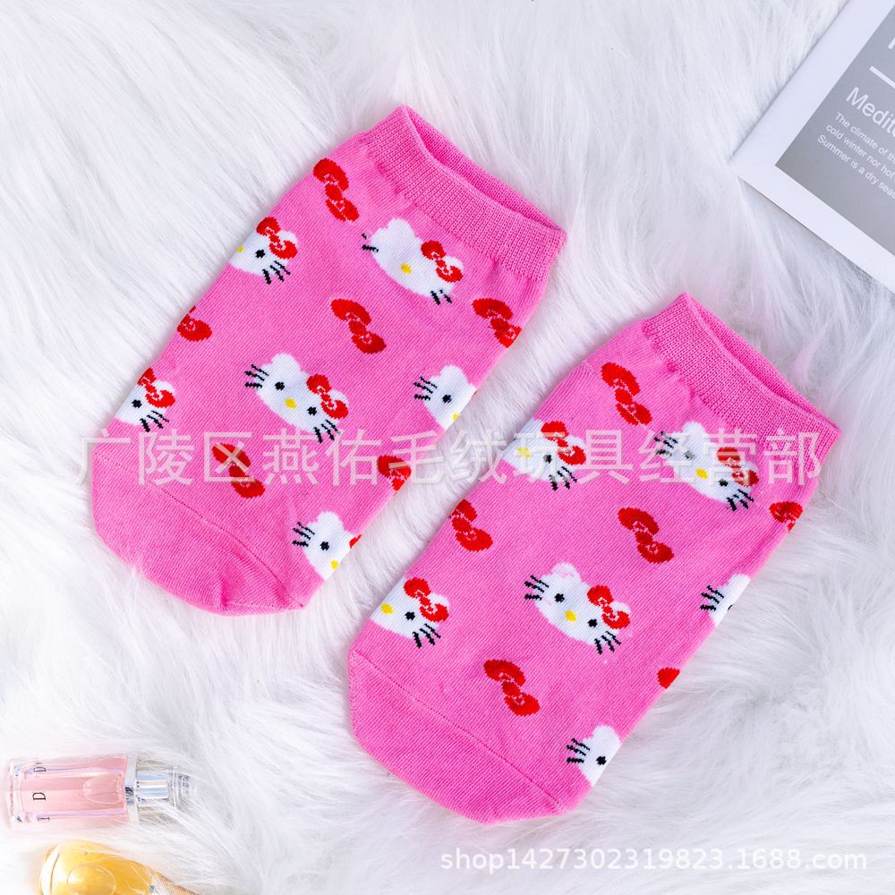 Sanrio Socks Woman My Melody Kuromi Hello Kitty Calcetines Anime Character Cute Short Harajuku Cotton Casual Girls Socks