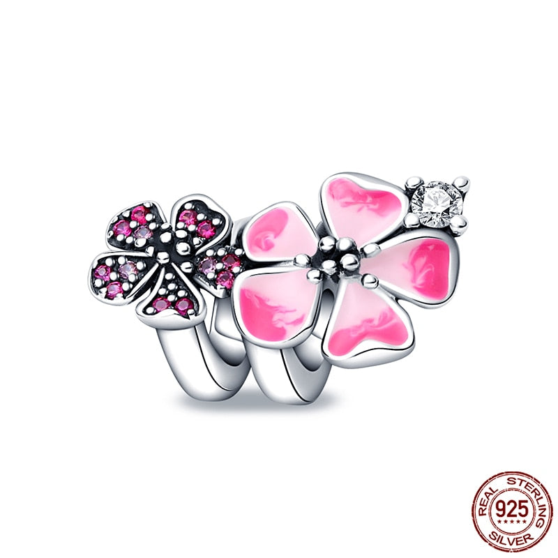 Hot Sale Charms Fit Pandora 925 Original Bracelet 925 Silver Owl With Blue Zircon Red Heart Charms Beads Fine DIY Jewelry Making