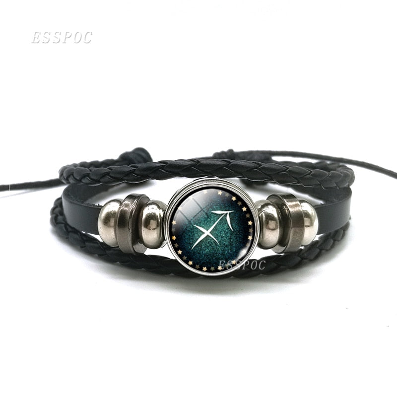 12 Zodiac Signs Constellation Charm Bracelet Men Women Fashion Multilayer Weave leather Bracelet Bangle Birthday Gifts