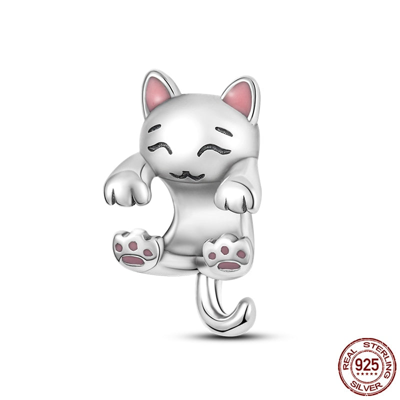 Hot Sale Charms Fit Pandora 925 Original Bracelet 925 Silver Owl With Blue Zircon Red Heart Charms Beads Fine DIY Jewelry Making