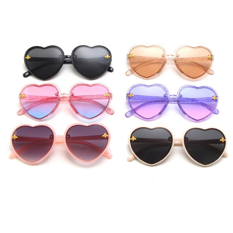Fashion Brand Heart Kids Sunglasses 2023 New Children Cute Pink Cartoon Bee Sun Glasses Girls Boys Baby Gradient Eyewear