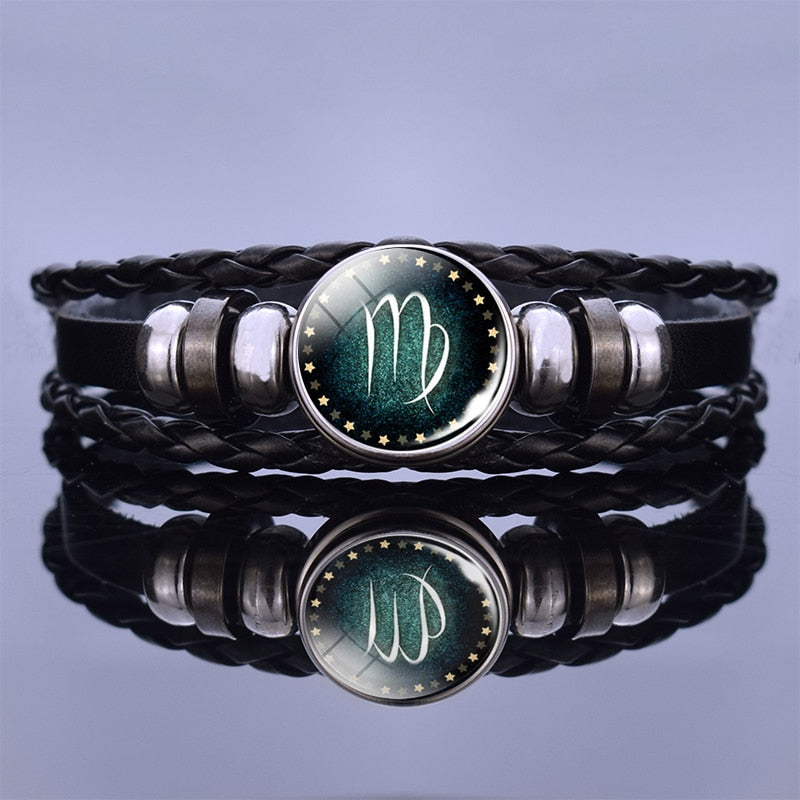 12 Zodiac Signs Constellation Charm Bracelet Men Women Fashion Multilayer Weave leather Bracelet Bangle Birthday Gifts