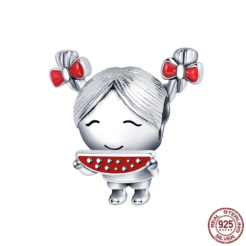 Hot Sale Charms Fit Pandora 925 Original Bracelet 925 Silver Owl With Blue Zircon Red Heart Charms Beads Fine DIY Jewelry Making