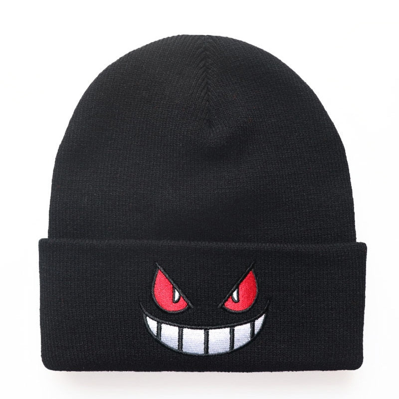6 Styles Unisex Winter Outdoor Beanie for Child Knitted Gengar Hood Hat for Kids Casual Outside Halloween Hats