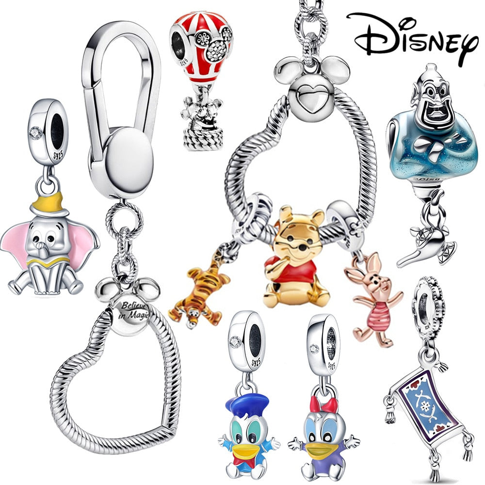 Disney Stitch Minnie Mouse Winnie Charms Dangle Fit Charms Silver 925 Original Bracelet Beads Charm for Pendant Jewelry Gift
