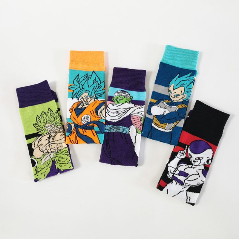 Bandai Anime Dragon Ball Z Large Size Men's socks with print Anime figures Frieza Piccolo Goku Cartoon sports Socks for boy gift