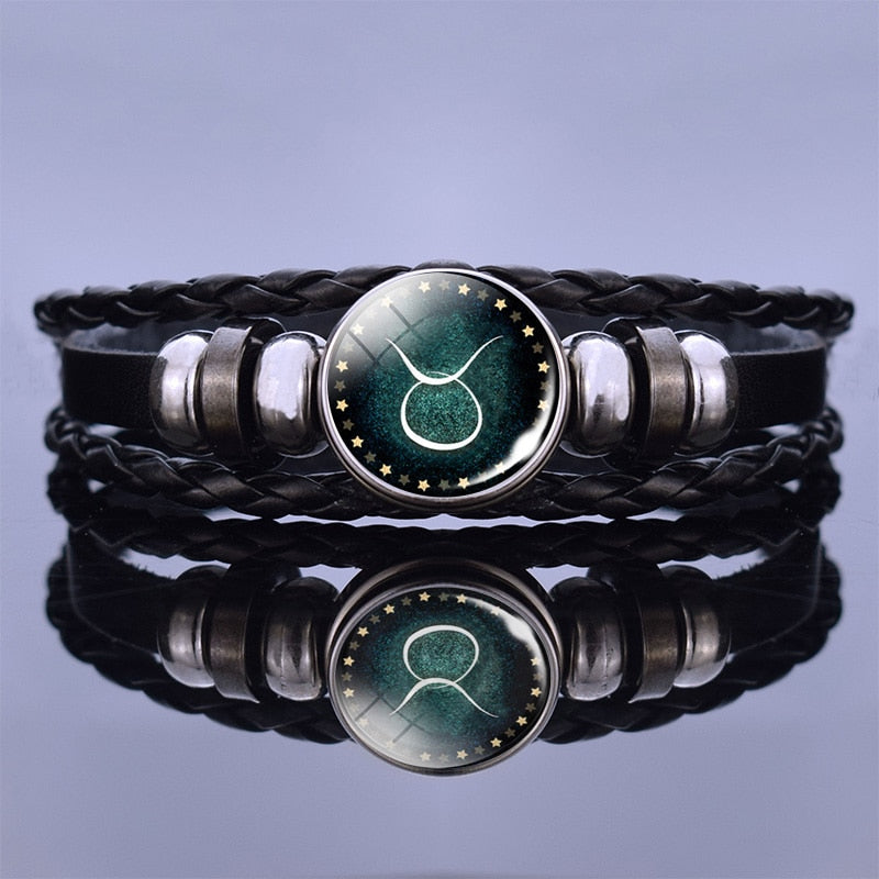 12 Zodiac Signs Constellation Charm Bracelet Men Women Fashion Multilayer Weave leather Bracelet Bangle Birthday Gifts
