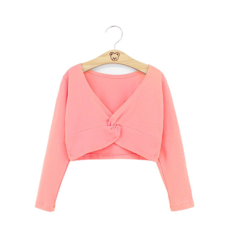 Girls' Classic Ballet Long Sleeve Wrap Top Dance Shrug Sweater Crop Coat Kids Dancewear Cotton Warm Up Pullover for Leotards