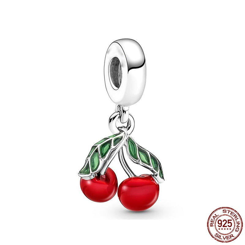 Hot Sale Charms Fit Pandora 925 Original Bracelet 925 Silver Owl With Blue Zircon Red Heart Charms Beads Fine DIY Jewelry Making