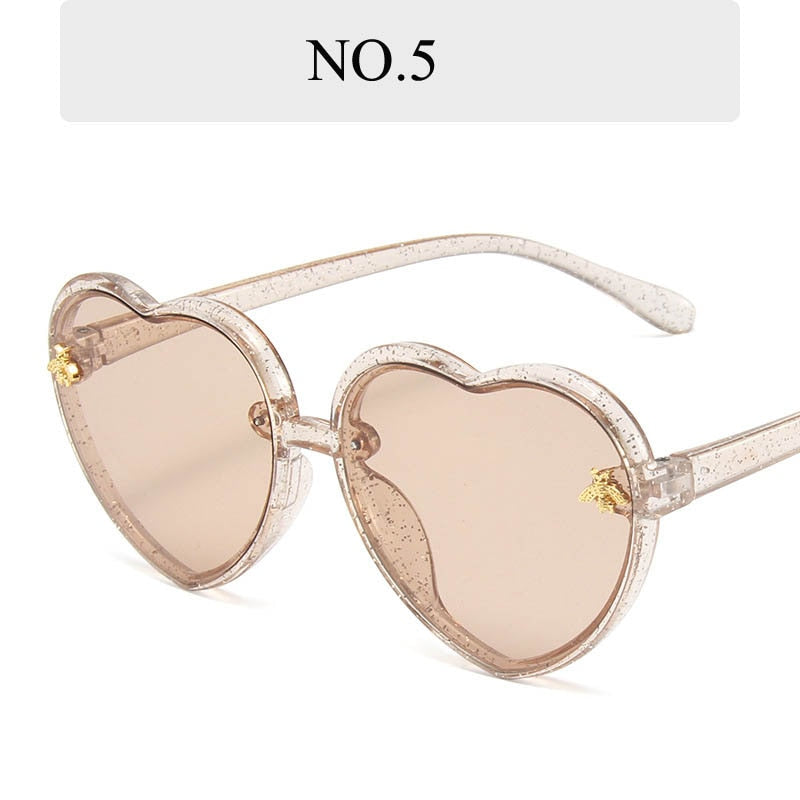 Fashion Brand Heart Kids Sunglasses 2023 New Children Cute Pink Cartoon Bee Sun Glasses Girls Boys Baby Gradient Eyewear