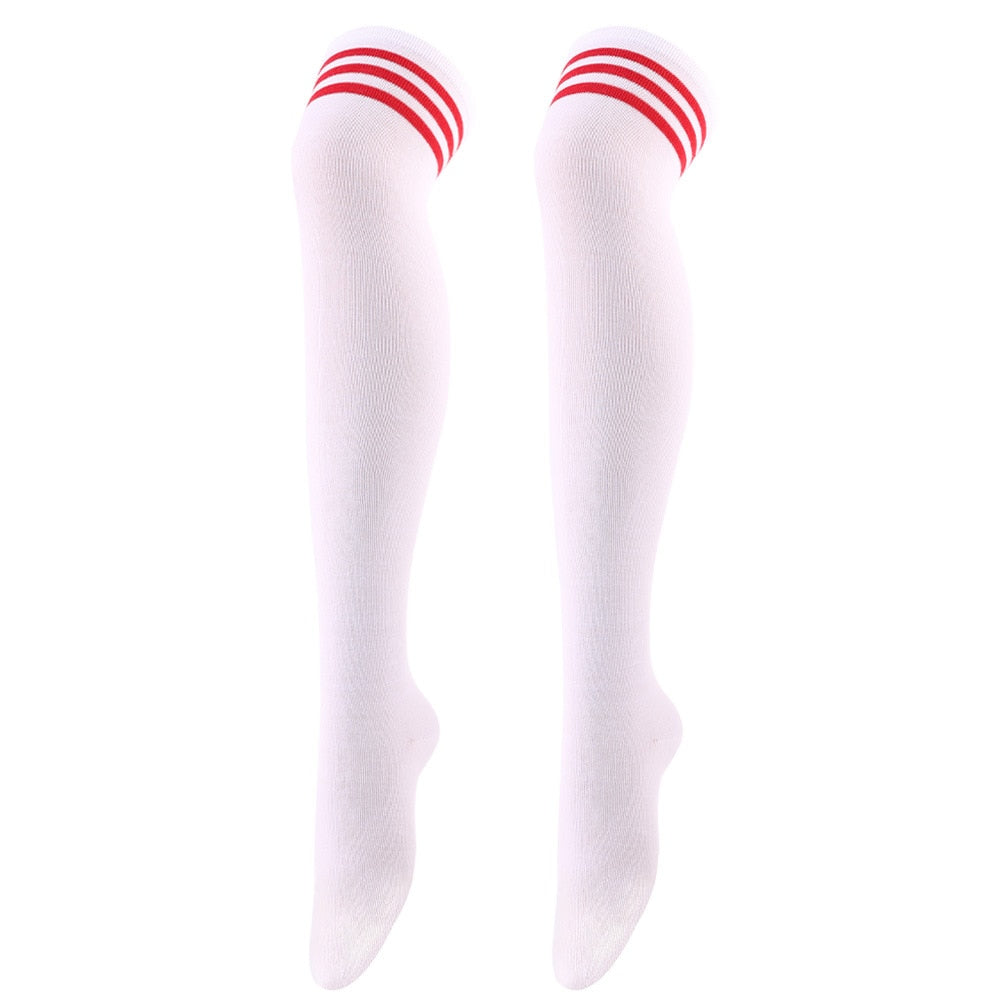 Sexy Black White Striped Long Socks Women Over Knee Thigh High Socks Over The Knee Stockings For Ladies Girls Warm Knee Socks